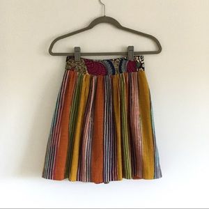 Multicolor striped  skirt w batik waist band